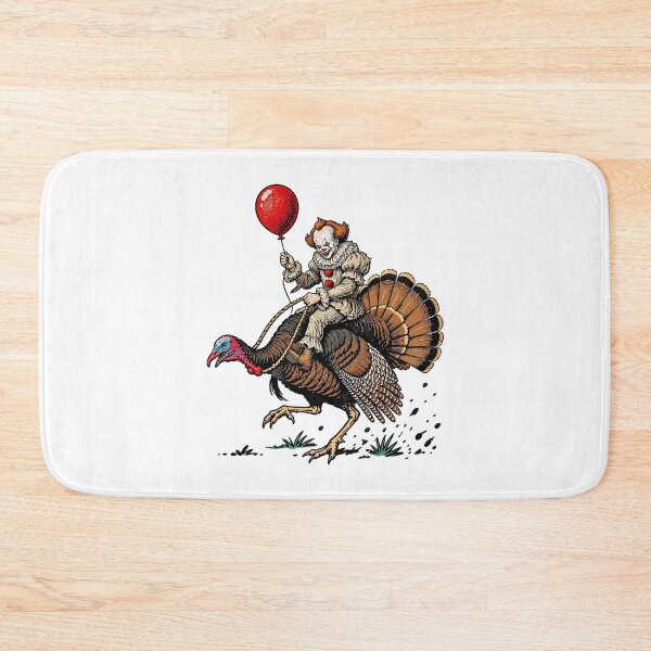 Item preview, Pennywise Riding Giant Turkey Thanksgiving Horror Mashup designed and sold by PunPals-Art.