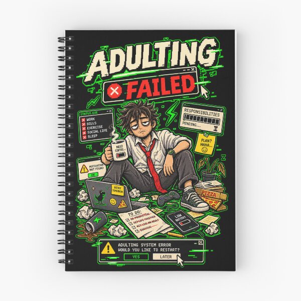 Item preview, Adulting Failed – Retro Pixel System Error Humor designed and sold by Mad Factory Designs.