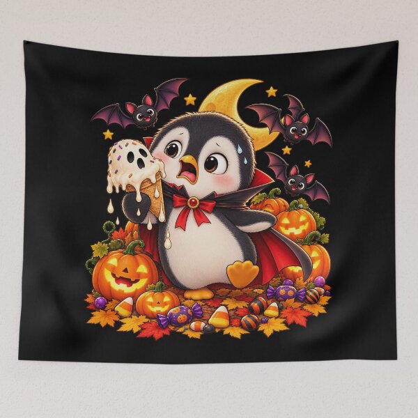 Item preview, Funny Halloween Vampire Penguin – Melting Ghost Ice Cream designed and sold by Haji  Kamora.