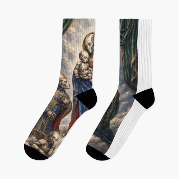 Item preview, The Sistine Cyborg Madonna — Cyber Renaissance Fine Art Poster designed and sold by DMarquiseArt.