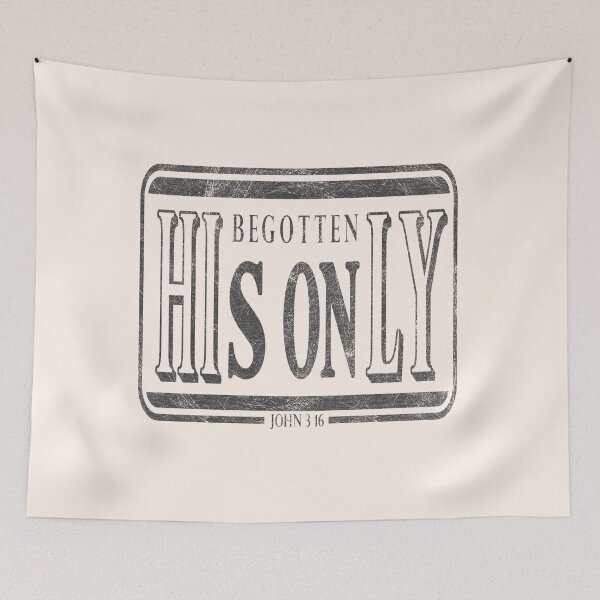 Item preview, His Only Begotten Son | John 3:16 Minimalist Christian Bible Verse Hidden Message Typography | Black Gray designed and sold by ZechJohnRB.