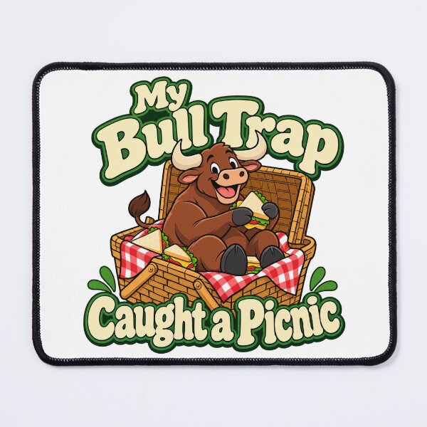 Item preview, Bull Trap Picnic Funny Trading Cartoon Design designed and sold by Bikivuno.
