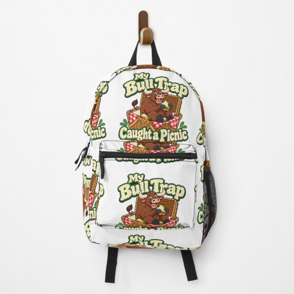 Item preview, Bull Trap Picnic Funny Trading Cartoon Design designed and sold by Bikivuno.