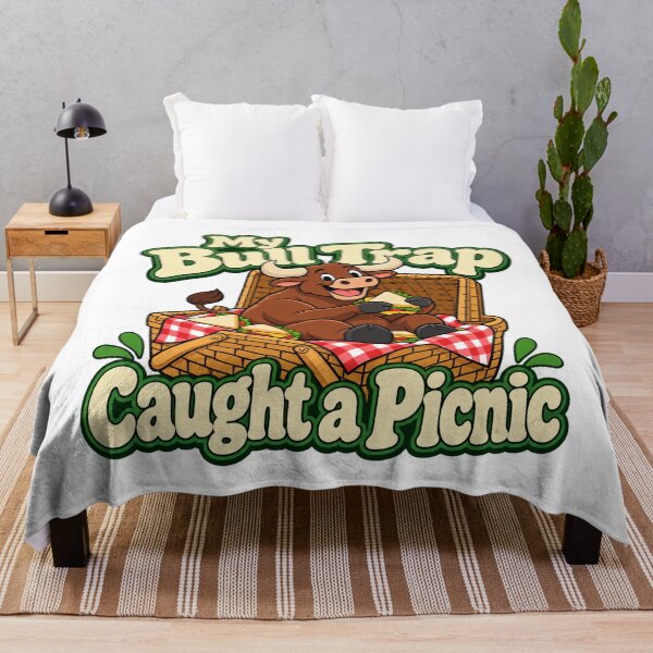 Item preview, Bull Trap Picnic Funny Trading Cartoon Design designed and sold by Bikivuno.