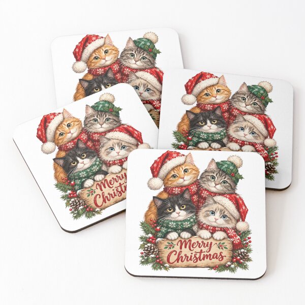 Item preview, Cute Christmas Cats in Festive Sweaters and Santa Hats – Holiday Cat Lover Design designed and sold by SOUFIANE1991.