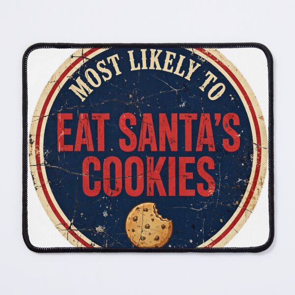 Item preview, Most Likely To Eat Santa's Cookies Shirt - Funny Christmas Badge Tee designed and sold by KERK Art and Design.