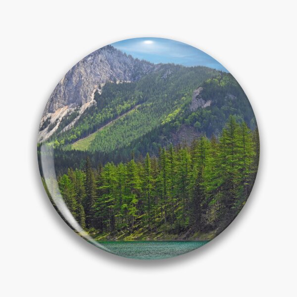 Item preview, Turquoise water of Gruner See lake with Hochschwab mountain range and pine forest in Austria designed and sold by goceris.