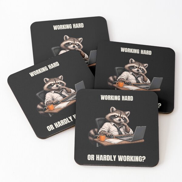 Item preview, Working Hard Or Hardly Working – Funny Raccoon Office Humor designed and sold by GeekAnglerStore.