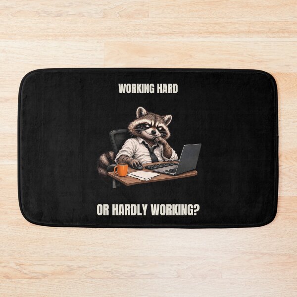 Item preview, Working Hard Or Hardly Working – Funny Raccoon Office Humor designed and sold by GeekAnglerStore.