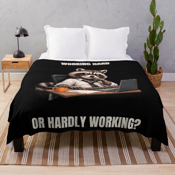 Item preview, Working Hard Or Hardly Working – Funny Raccoon Office Humor designed and sold by GeekAnglerStore.