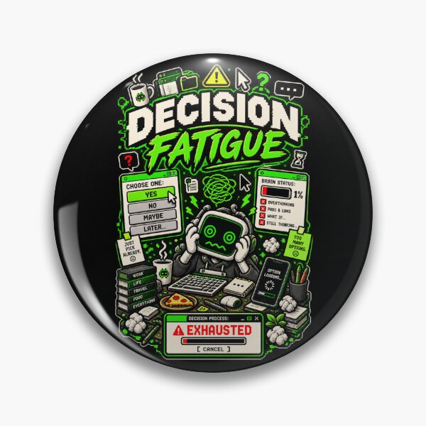 Item preview, Decision Fatigue – Retro Pixel Choice Overload Humor designed and sold by Mad Factory Designs.