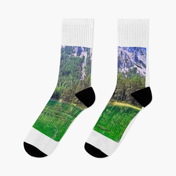 Item preview, Pristine emerald green water of Gruner See lake with forest reflection in Styria Austria designed and sold by goceris.