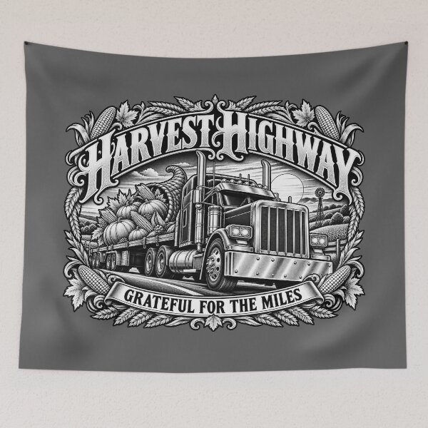 Item preview, Harvest Highway Grateful For The Miles - Thanksgiving Trucker designed and sold by NomadForge.