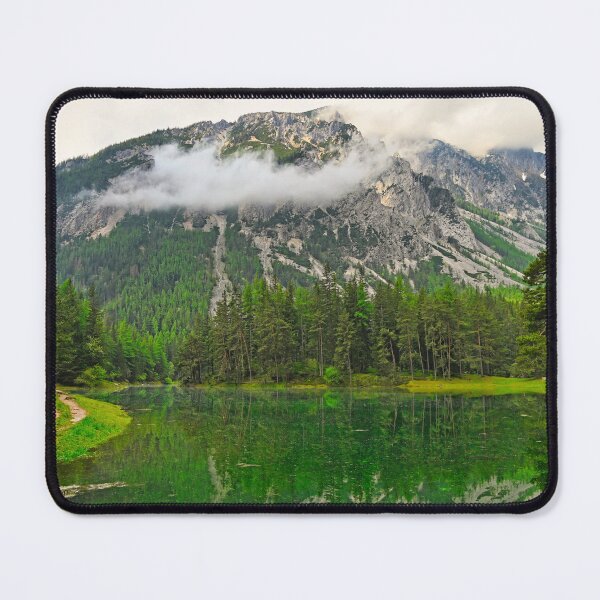 Item preview, Emerald crystal clear water of Grüner See lake in Tragöß Styria Austria with Hochschwab mountains designed and sold by goceris.