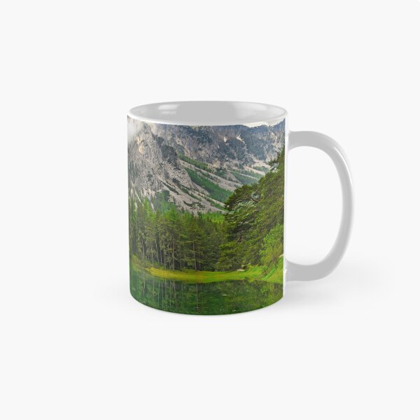 Item preview, Emerald crystal clear water of Grüner See lake in Tragöß Styria Austria with Hochschwab mountains designed and sold by goceris.