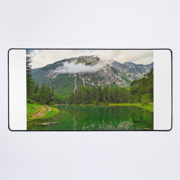 Item preview, Emerald crystal clear water of Grüner See lake in Tragöß Styria Austria with Hochschwab mountains designed and sold by goceris.