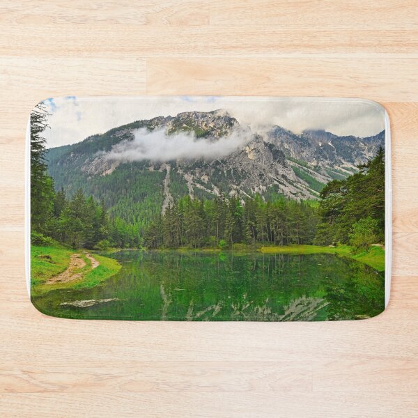 Item preview, Emerald crystal clear water of Grüner See lake in Tragöß Styria Austria with Hochschwab mountains designed and sold by goceris.