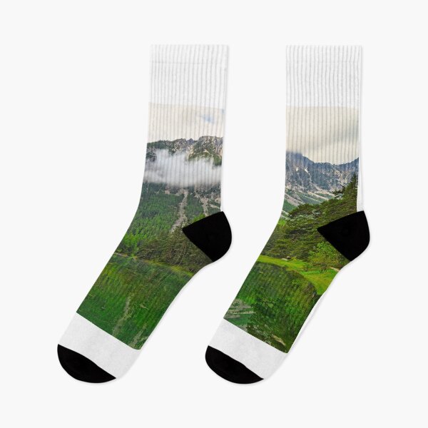 Item preview, Emerald crystal clear water of Grüner See lake in Tragöß Styria Austria with Hochschwab mountains designed and sold by goceris.