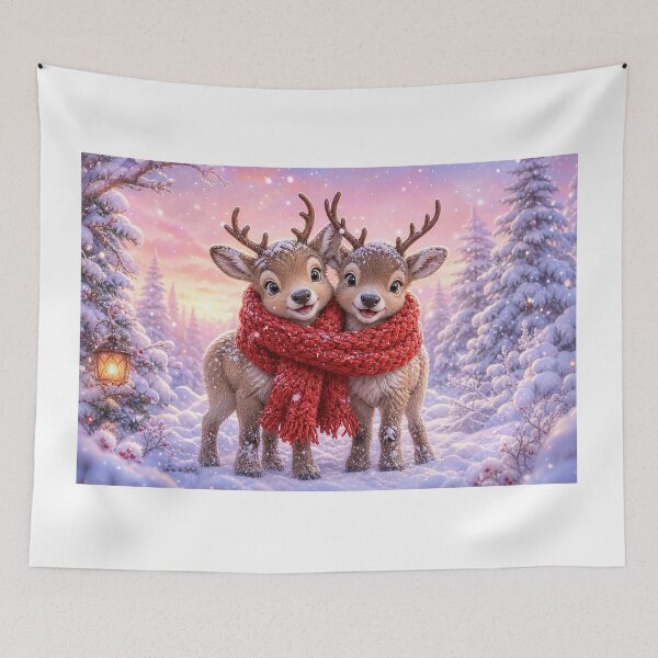 Item preview, Adorable Baby Reindeer Sharing a Cozy Red Scarf designed and sold by acceleratorhams.