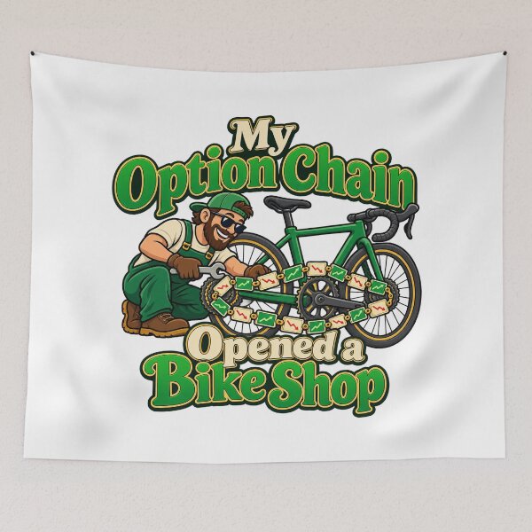 Item preview, Option Chain Bike Shop Funny Trading Cartoon designed and sold by Bikivuno.