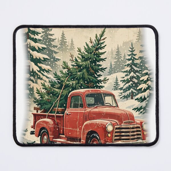 Item preview, Vintage Red Truck Hauling a Christmas Tree Through Snow - Retro Holiday Scene Tee designed and sold by KERK Art and Design.