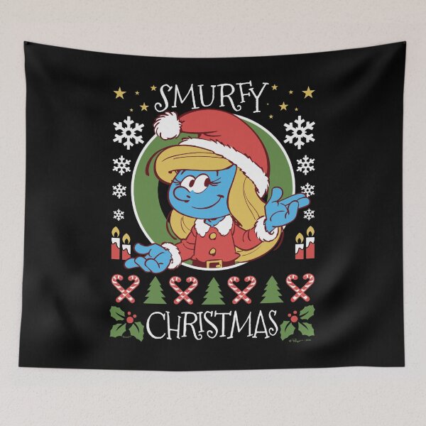 Item preview, The Smurfs Christmas Smurfy Christmas Smurfette Chest Logo Essential designed and sold by circliqueart.
