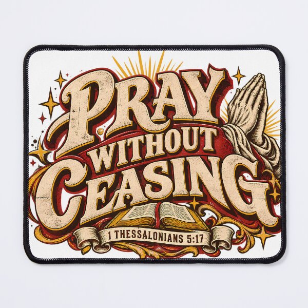 Item preview, Pray Without Ceasing Vintage Christian Art designed and sold by PrayerWarriorUSA.