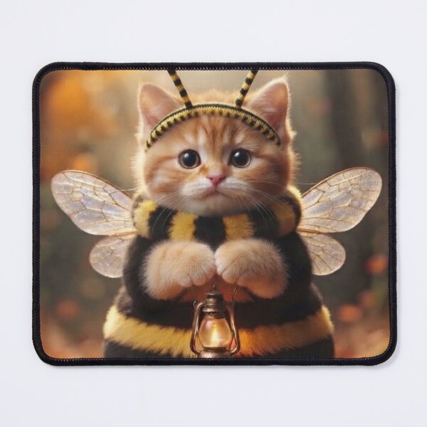 Item preview, Adorable Chonky Ginger Kitten Dressed as a Cute Bumblebee in Autumn Leaves designed and sold by Mindworx21.