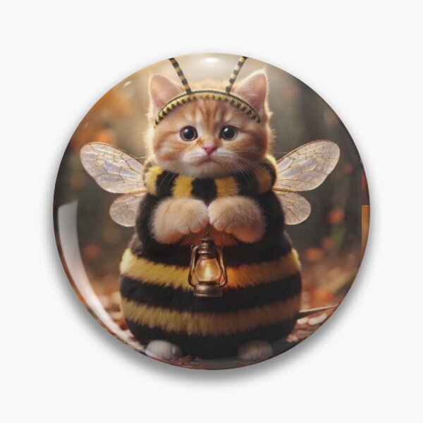 Item preview, Adorable Chonky Ginger Kitten Dressed as a Cute Bumblebee in Autumn Leaves designed and sold by Mindworx21.