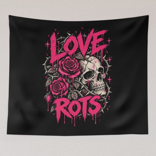 Item preview, Love Rots – Pink Grunge Skull & Roses Dark Romance designed and sold by MetaModel Editions.