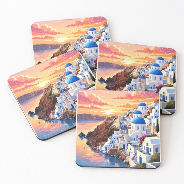 Item preview, Greece — Santorini — A Glowing Mediterranean Sunset Above the Aegean Sea designed and sold by DibujandoPorfa.