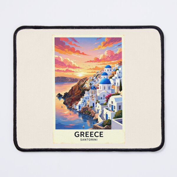 Item preview, Greece — Santorini — A Glowing Mediterranean Sunset Above the Aegean Sea designed and sold by DibujandoPorfa.
