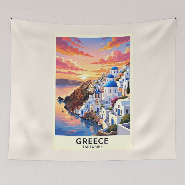 Item preview, Greece — Santorini — A Glowing Mediterranean Sunset Above the Aegean Sea designed and sold by DibujandoPorfa.