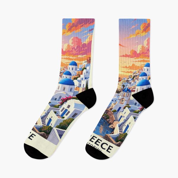Item preview, Greece — Santorini — A Glowing Mediterranean Sunset Above the Aegean Sea designed and sold by DibujandoPorfa.