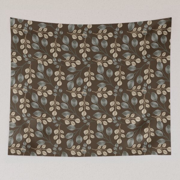 Item preview, Eucalyptus Leaves Dark Brown Seamless Pattern designed and sold by ​Jyoti Digital Artist.