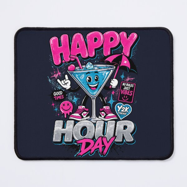 Item preview, Cute Y2K Kawaii Blue Martini Happy Hour Day designed and sold by CloudyCatArt.