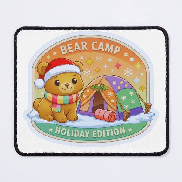 Item preview, Bear Camp Holiday Edition Pastel Outdoor Adventure Badge designed and sold by GabeMountainArt.