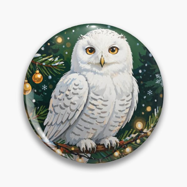 Item preview, Cozy Snowy Owl on Ornament Branch - Cute Winter Bird Tee designed and sold by KERK Art and Design.