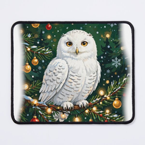 Item preview, Cozy Snowy Owl on Ornament Branch - Cute Winter Bird Tee designed and sold by KERK Art and Design.