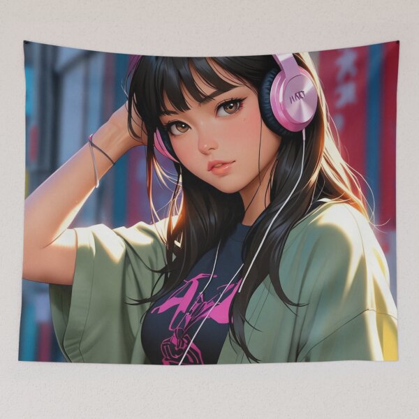 Item preview, Anime Girl with Headphones  designed and sold by GenesisArtis.