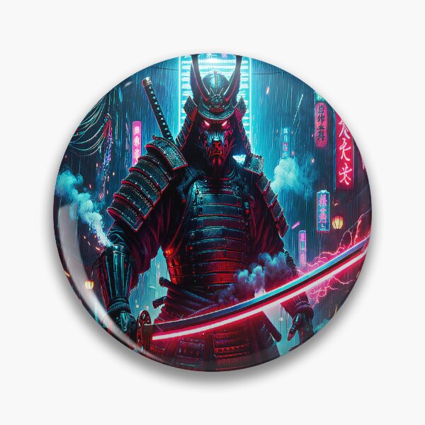Aperçu de l'œuvre Le Oni neon Samourai créée et vendue par BrizzyArt.