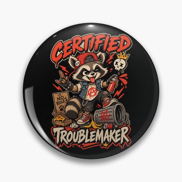 Item preview, Certified Troublemaker Punk Raccoon Graffiti designed and sold by RatherCreative.