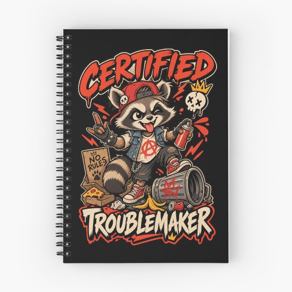 Item preview, Certified Troublemaker Punk Raccoon Graffiti designed and sold by RatherCreative.