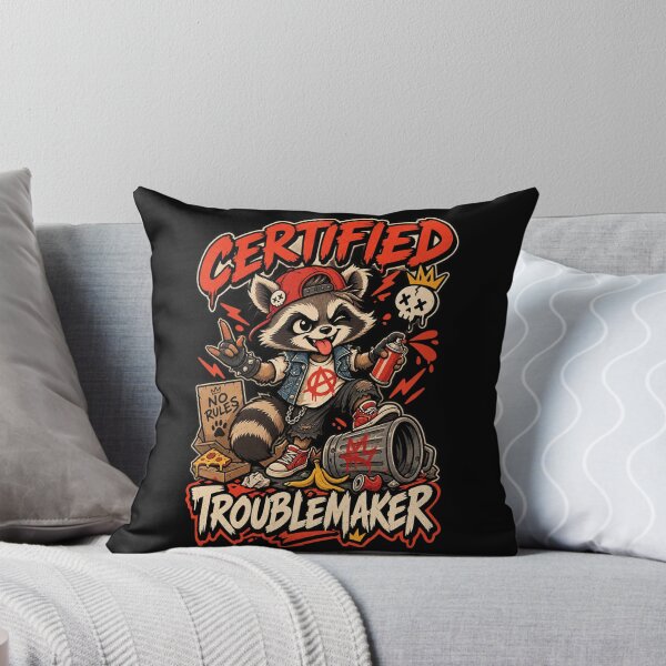 Item preview, Certified Troublemaker Punk Raccoon Graffiti designed and sold by RatherCreative.