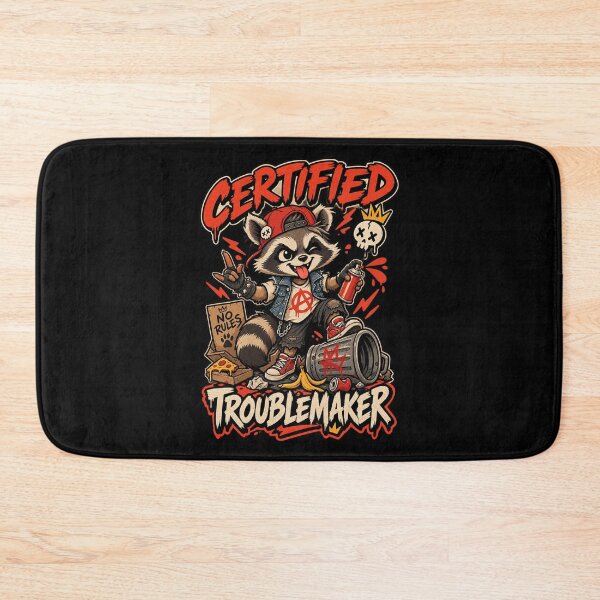 Item preview, Certified Troublemaker Punk Raccoon Graffiti designed and sold by RatherCreative.
