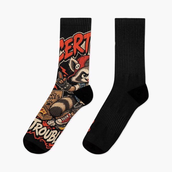 Item preview, Certified Troublemaker Punk Raccoon Graffiti designed and sold by RatherCreative.