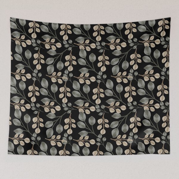 Item preview, Eucalyptus Leaves Black Seamless Pattern designed and sold by ​Jyoti Digital Artist.