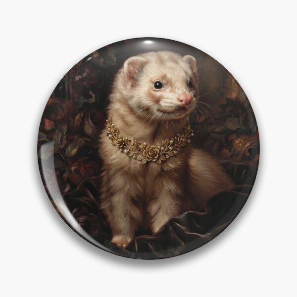 Item preview, Royal Ferret Portrait with Gold Pearl Necklace designed and sold by Real Beast Art.