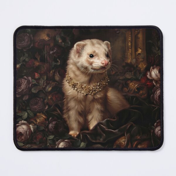 Item preview, Royal Ferret Portrait with Gold Pearl Necklace designed and sold by Real Beast Art.
