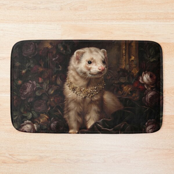 Item preview, Royal Ferret Portrait with Gold Pearl Necklace designed and sold by Real Beast Art.